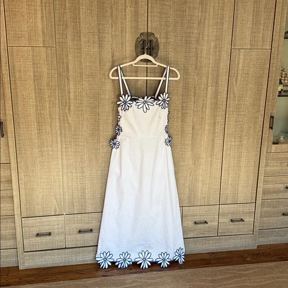 Commense Semi-Sheer Floral Embroidery Back Bow Maxi Dress - Picture 8 of 17